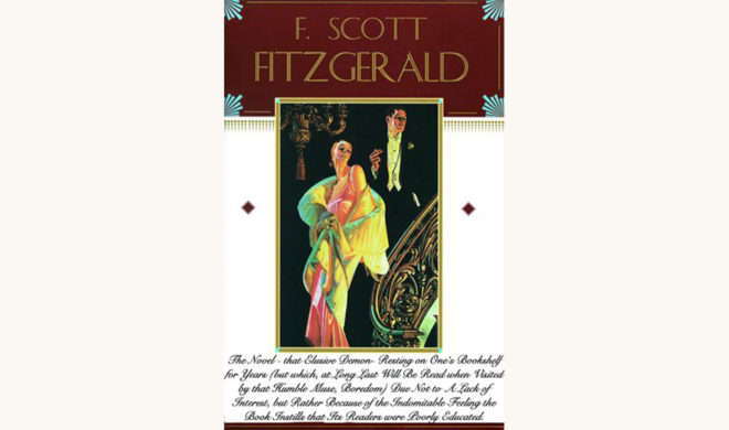F scott fitzgerald funny fake book cover with long sentence like the one he writes