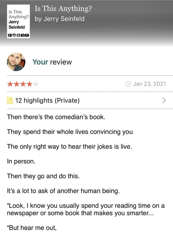 Jerry seinfeld funny review