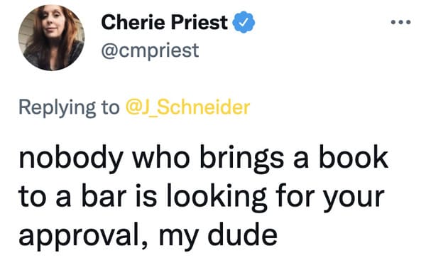 Books in bars tweet, twitter book lovers roast guy who posted about books in bars, funny