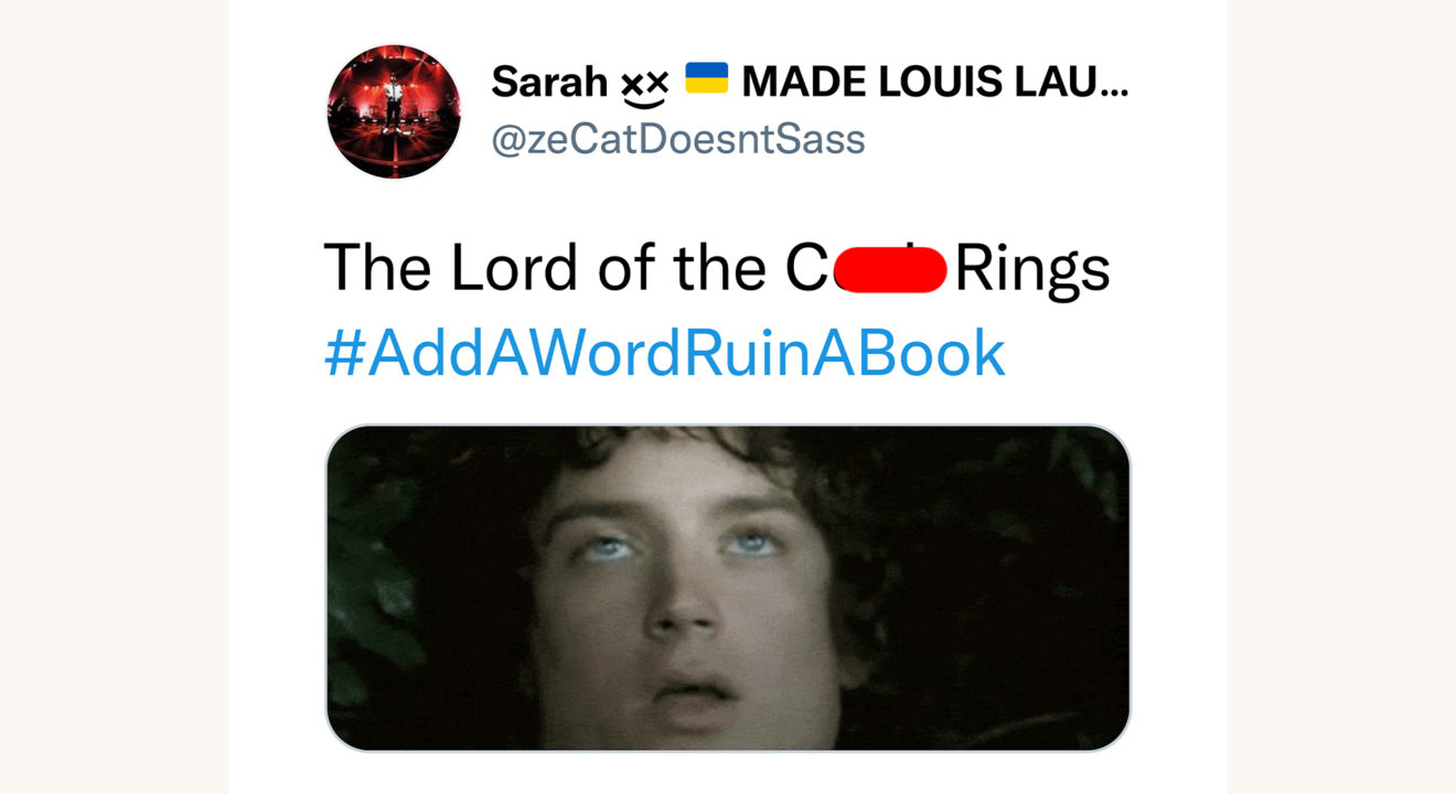 Funny add a word ruin a book title tweets, memes, hashtags, twitter, jokes, book titles, reading, novels, addawordruinabook