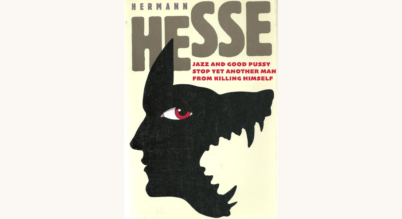 Herman Hesse book cover that says jazz and good sex save a man from killing himself, better book titles